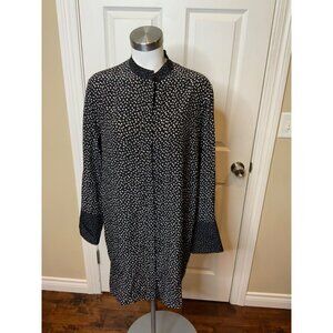 Diane Von Furstenberg Black & White Polka Dot 100% Silk  Oversized Shirt Size M
